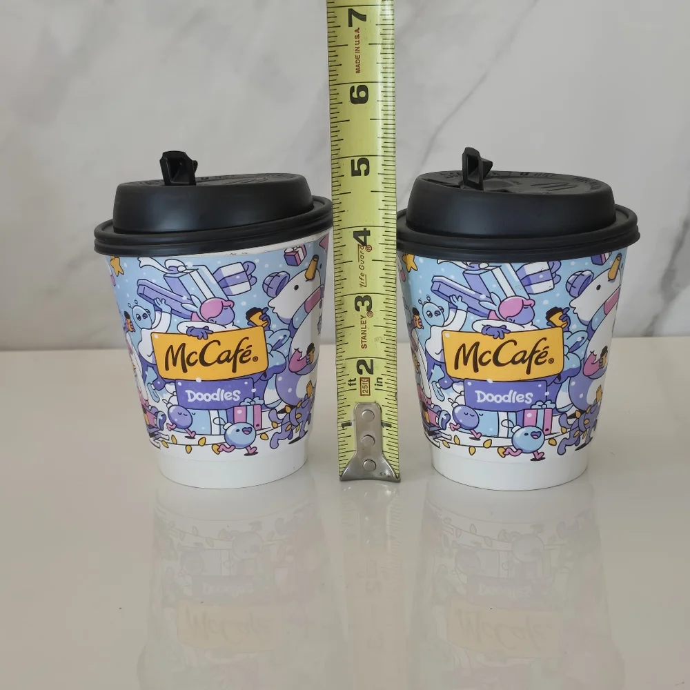Mc Cafe Doodles Party Cups - Blue and Black Collectible coffee cups Small